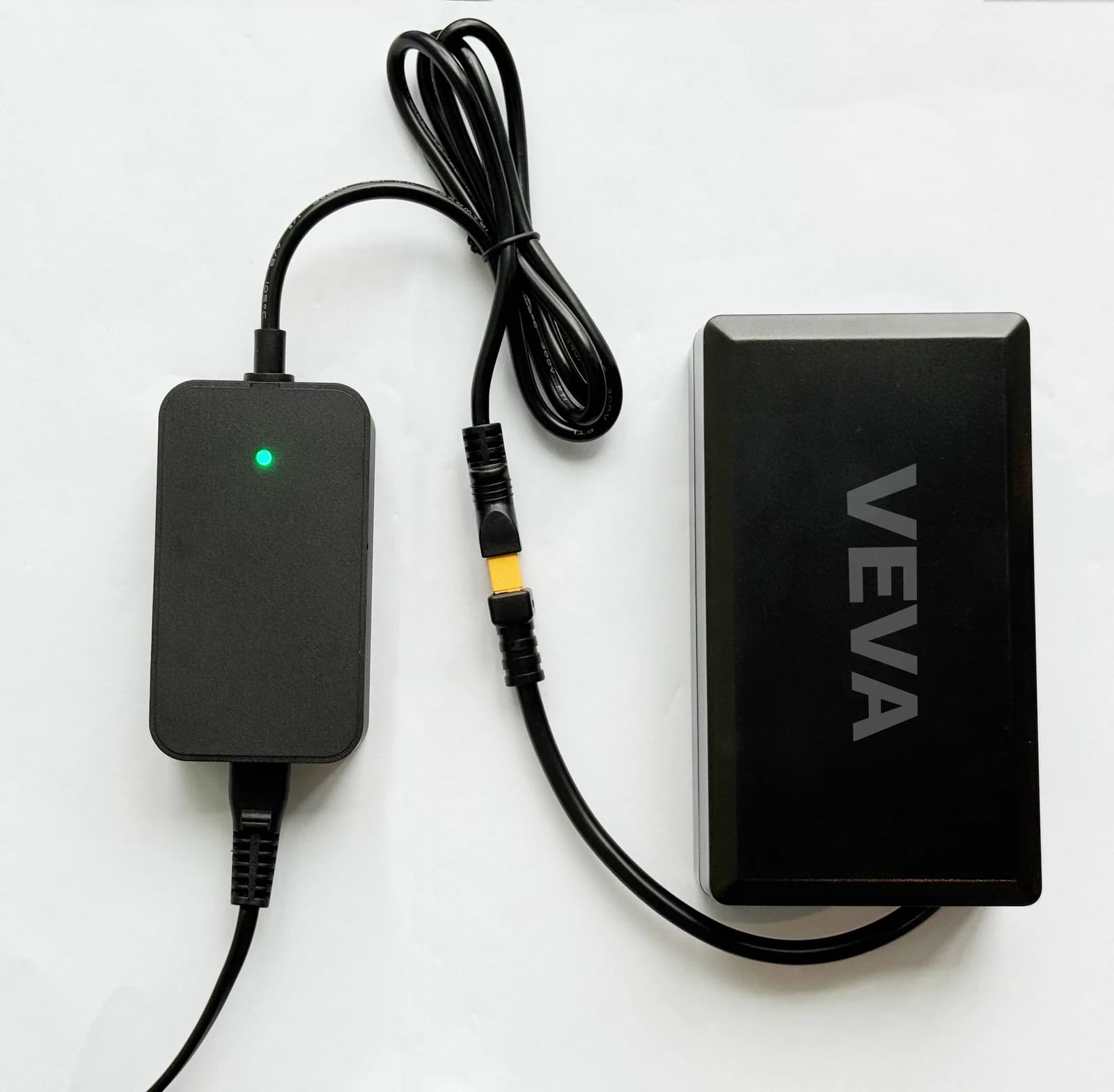 Machine battery connected to the charger